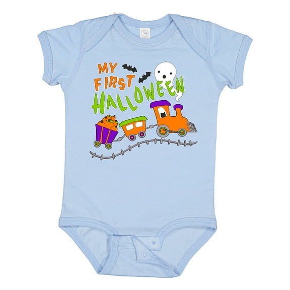 Inktastic My First Halloween Train with Pumpkins, Bats, Cat,and Ghost Boys or Girls Baby Bodysuit