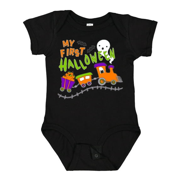 Inktastic My First Halloween Train with Pumpkins, Bats, Cat,and Ghost Boys or Girls Baby Bodysuit