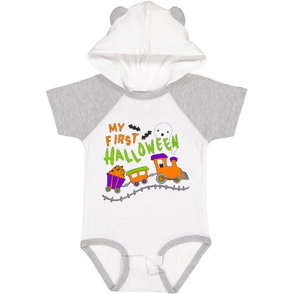Inktastic My First Halloween Train with Pumpkins, Bats, Cat,and Ghost Boys or Girls Baby Bodysuit
