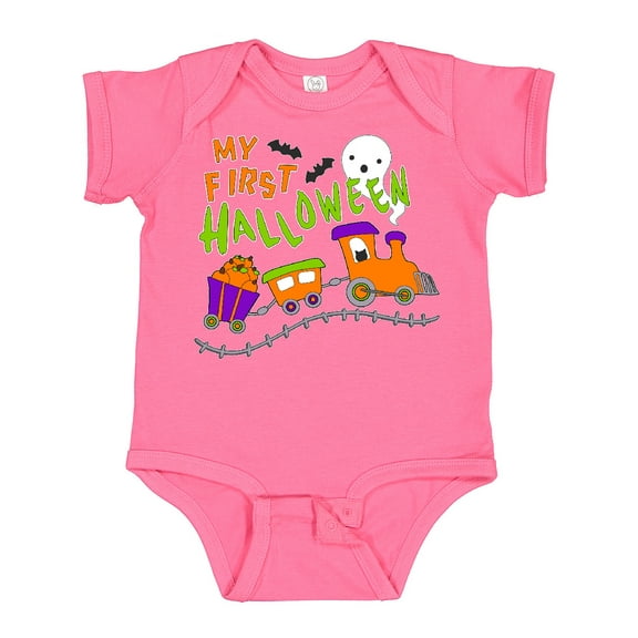 Inktastic My First Halloween Train with Pumpkins, Bats, Cat,and Ghost Boys or Girls Baby Bodysuit