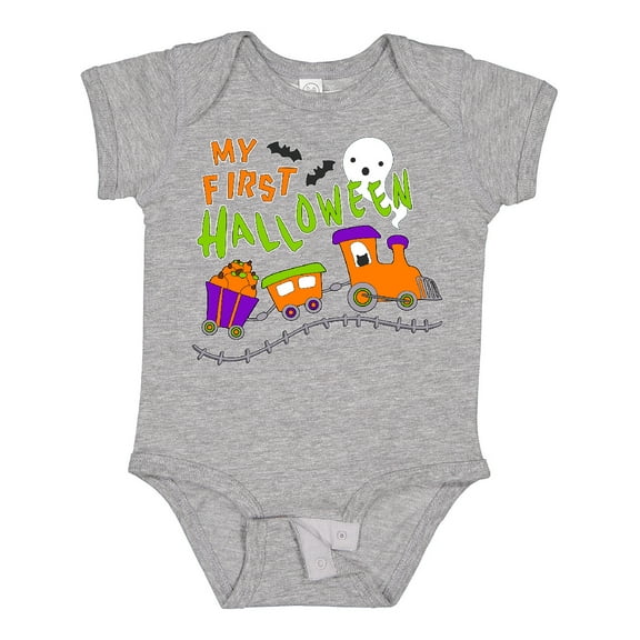 Inktastic My First Halloween Train with Pumpkins, Bats, Cat,and Ghost Boys or Girls Baby Bodysuit