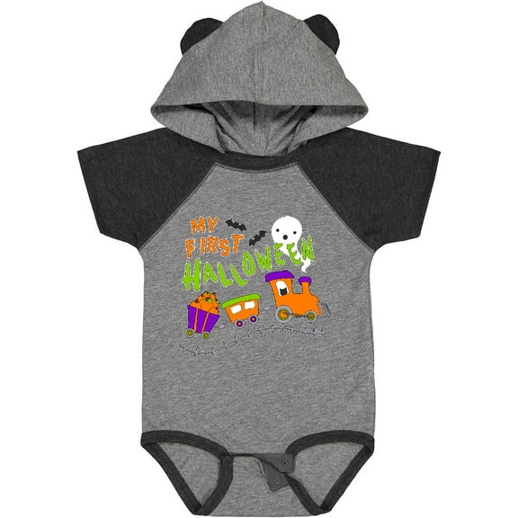 Inktastic My First Halloween Train with Pumpkins, Bats, Cat,and Ghost Boys or Girls Baby Bodysuit