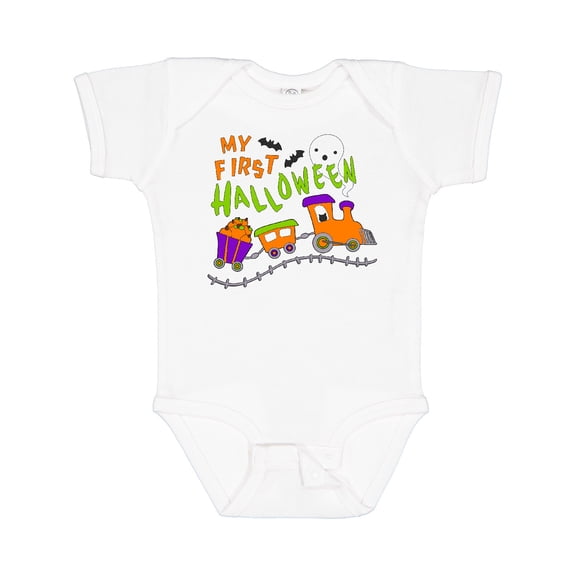 Inktastic My First Halloween Train with Pumpkins, Bats, Cat,and Ghost Boys or Girls Baby Bodysuit