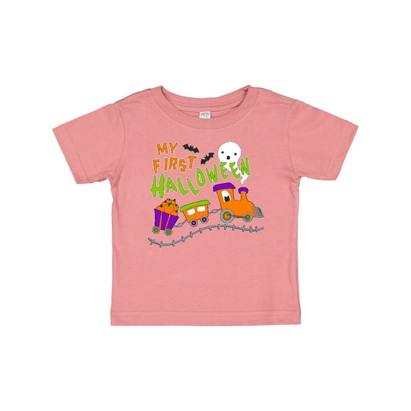 Inktastic My First Halloween- Train with Pumpkins, Bats, Cat,and Ghost Boys or Girls Baby T-Shirt
