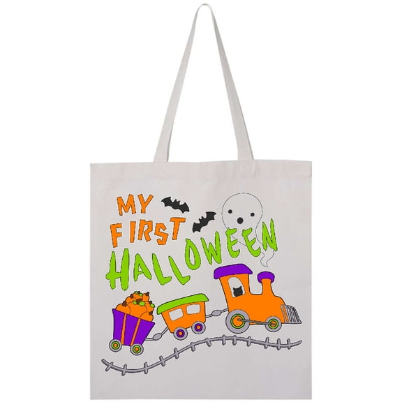 Inktastic My First Halloween Train with Pumpkins, Bats, Cat,and Ghost Tote Bag