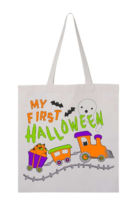 My First Halloween Train with Pumpkins, Bats, Cat,and Ghost Tote Bag