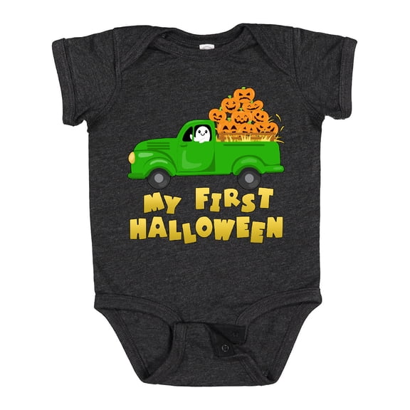 Inktastic My First Halloween Truck with Ghost and Pumkpins Boys or Girls Baby Bodysuit