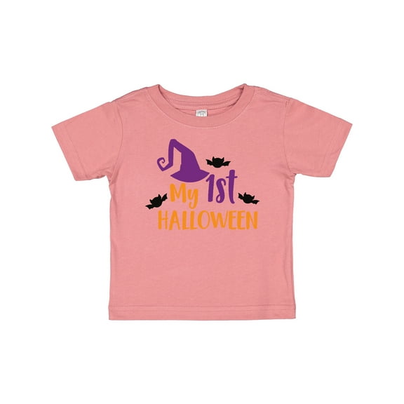 Inktastic My First Halloween, Witch Hat, Bats - Purple Black Boys or Girls Baby T-Shirt