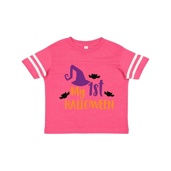 Inktastic My First Halloween, Witch Hat, Bats - Purple Black Boys or Girls Toddler T-Shirt