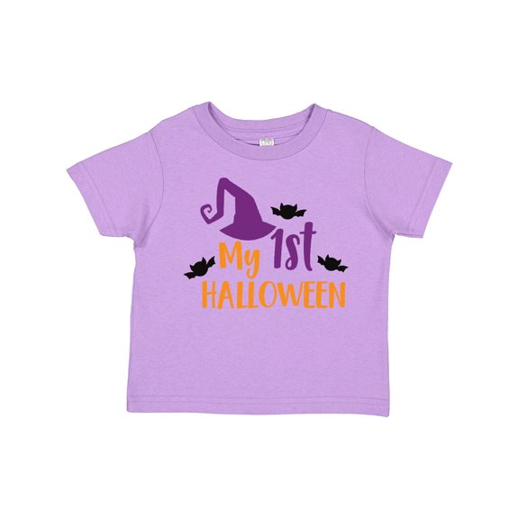 Inktastic My First Halloween, Witch Hat, Bats - Purple Black Boys or Girls Toddler T-Shirt