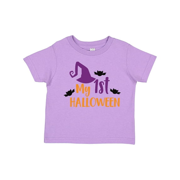 Inktastic My First Halloween, Witch Hat, Bats - Purple Black Boys or Girls Toddler T-Shirt