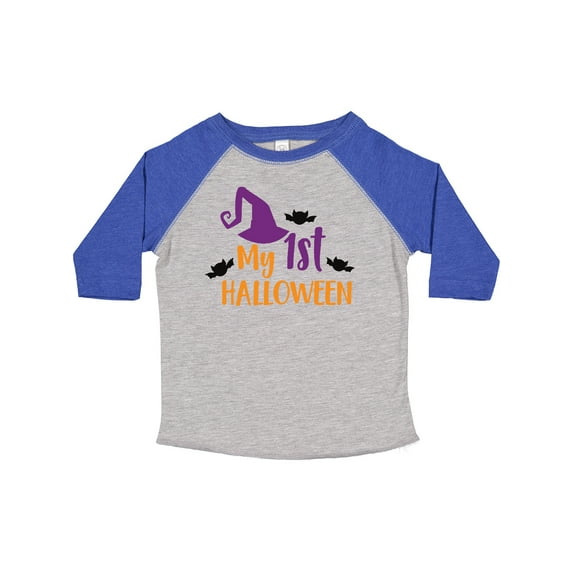 Inktastic My First Halloween, Witch Hat, Bats - Purple Black Boys or Girls Toddler T-Shirt