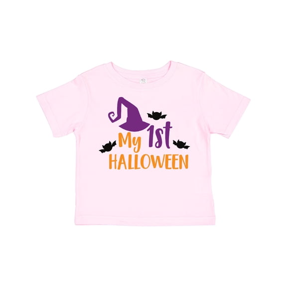 Inktastic My First Halloween, Witch Hat, Bats - Purple Black Boys or Girls Toddler T-Shirt