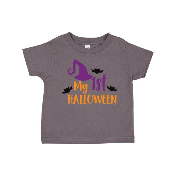 Inktastic My First Halloween, Witch Hat, Bats - Purple Black Boys or Girls Toddler T-Shirt