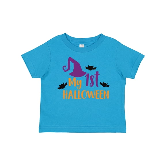 Inktastic My First Halloween, Witch Hat, Bats - Purple Black Boys or Girls Toddler T-Shirt