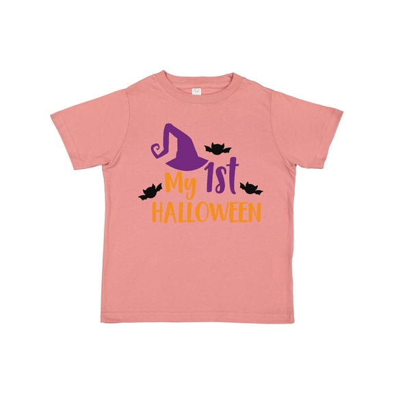 Inktastic My First Halloween, Witch Hat, Bats - Purple Black Boys or Girls Toddler T-Shirt