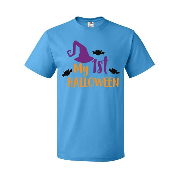 Inktastic My First Halloween, Witch Hat, Bats - Purple Black T-Shirt