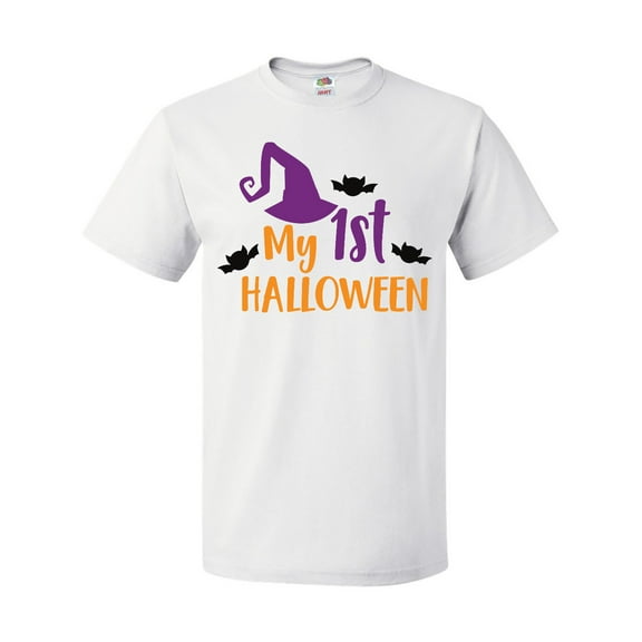 Inktastic My First Halloween, Witch Hat, Bats - Purple Black T-Shirt