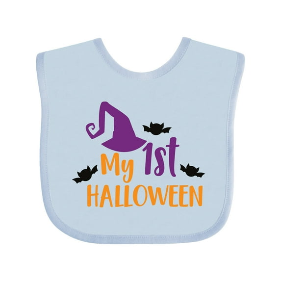 Inktastic My First Halloween, Witch Hat, Pointy Hat, Bats Boys or Girls Baby Bib