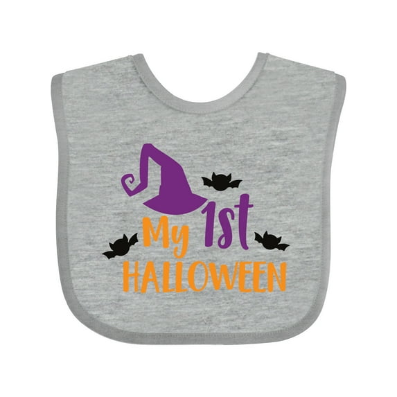 Inktastic My First Halloween, Witch Hat, Pointy Hat, Bats Boys or Girls Baby Bib