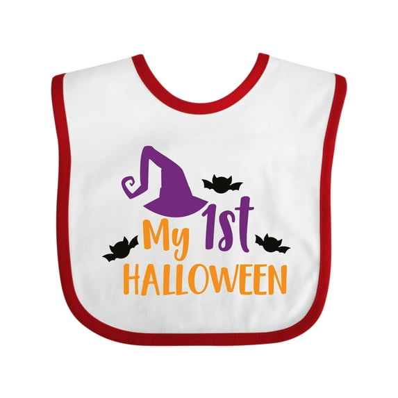 Inktastic My First Halloween, Witch Hat, Pointy Hat, Bats Boys or Girls Baby Bib