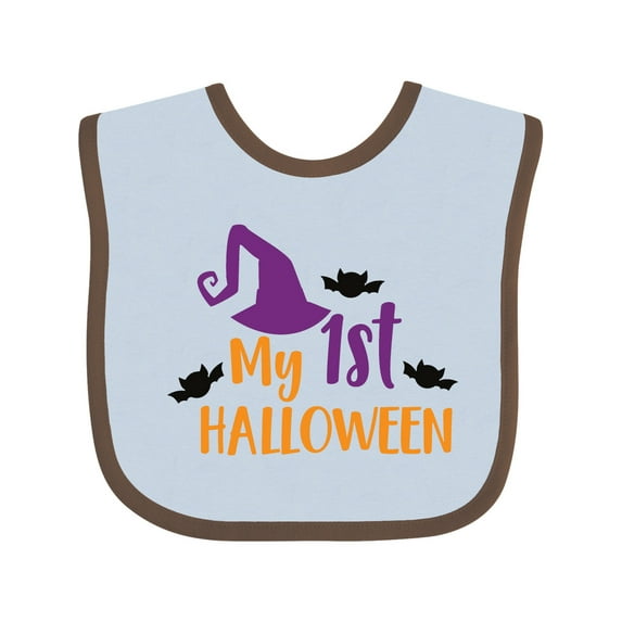 Inktastic My First Halloween, Witch Hat, Pointy Hat, Bats Boys or Girls Baby Bib
