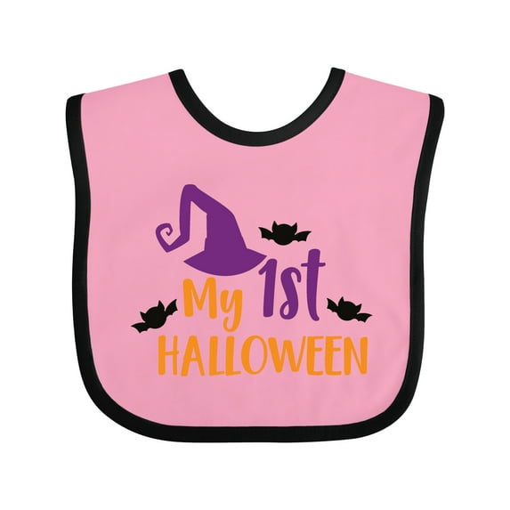 Inktastic My First Halloween, Witch Hat, Pointy Hat, Bats Boys or Girls Baby Bib