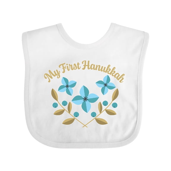 Inktastic My First Hanukkah with Flowers Boys or Girls Baby Bib