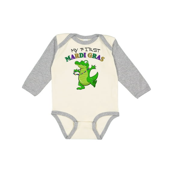 Inktastic My First Mardi Gras-alligator Boys or Girls Long Sleeve Baby Bodysuit