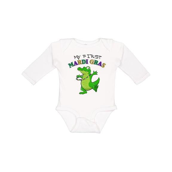 Inktastic My First Mardi Gras-alligator Boys or Girls Long Sleeve Baby Bodysuit