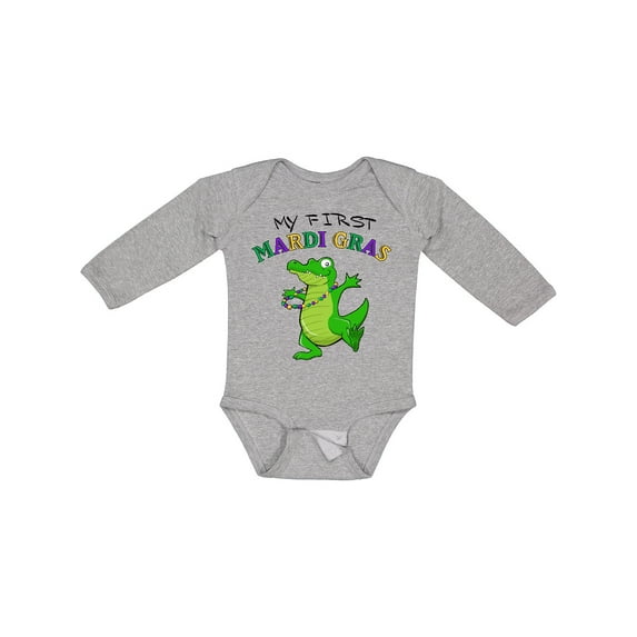 Inktastic My First Mardi Gras-alligator Boys or Girls Long Sleeve Baby Bodysuit