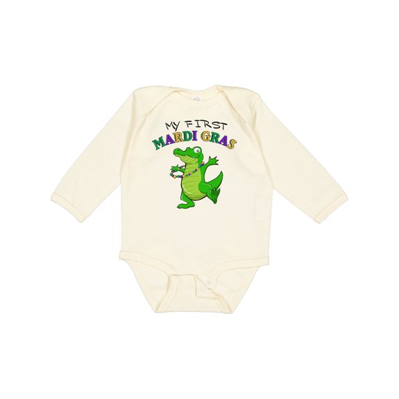 Inktastic My First Mardi Gras-alligator Boys or Girls Long Sleeve Baby Bodysuit