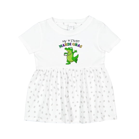 Inktastic My First Mardi Gras-alligator Girls Baby Dress