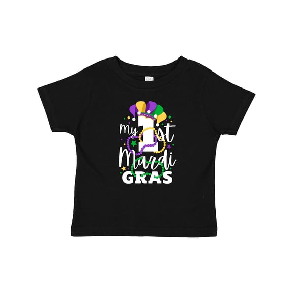 Inktastic My First Mardi Gras with Jester Hat and Beads Boys or Girls Baby T-Shirt
