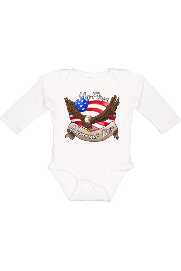 My First Memorial Day- Bald Eagle Boys or Girls Long Sleeve Baby Bodysuit