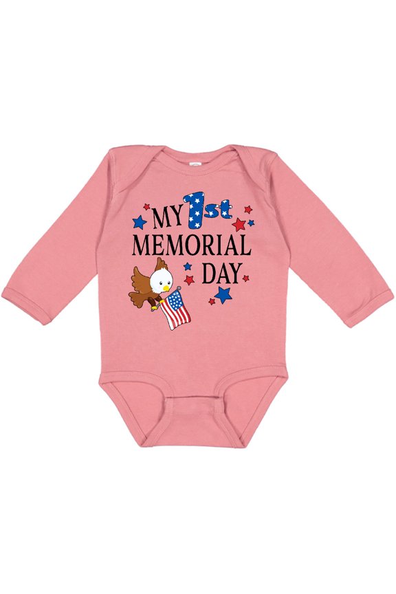 My First Memorial Day Eagle Boys or Girls Long Sleeve Baby Bodysuit