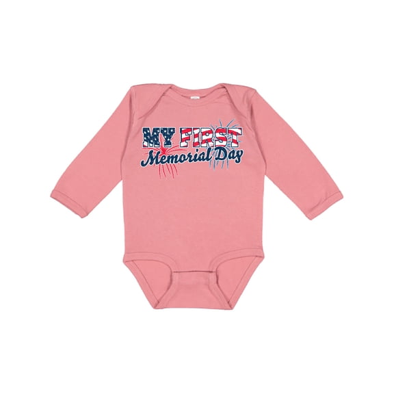 Inktastic My First Memorial Day Grunge with Fireworks Boys or Girls Long Sleeve Baby Bodysuit