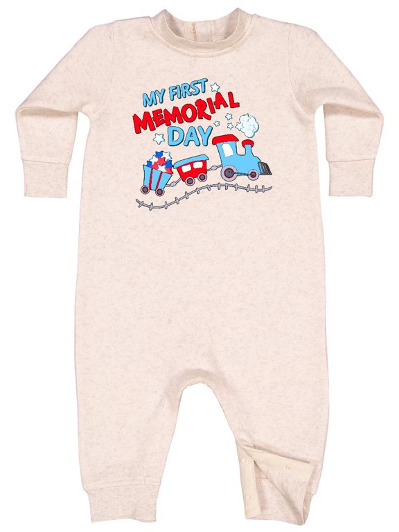 My First Memorial Day Train Baby Fleece Romper