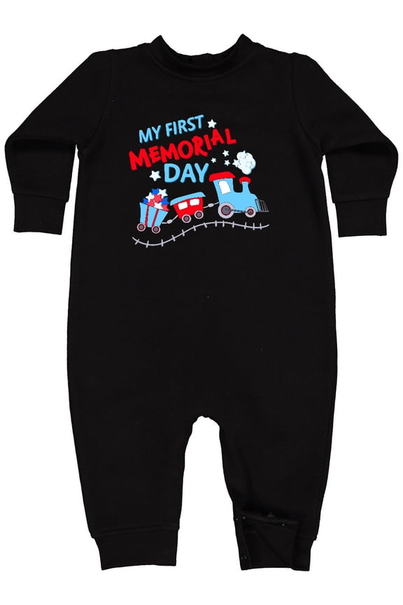 My First Memorial Day Train Baby Fleece Romper