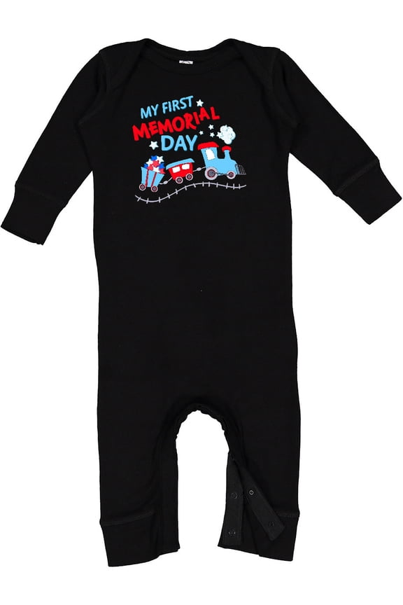 My First Memorial Day Train Baby Romper Coveralls