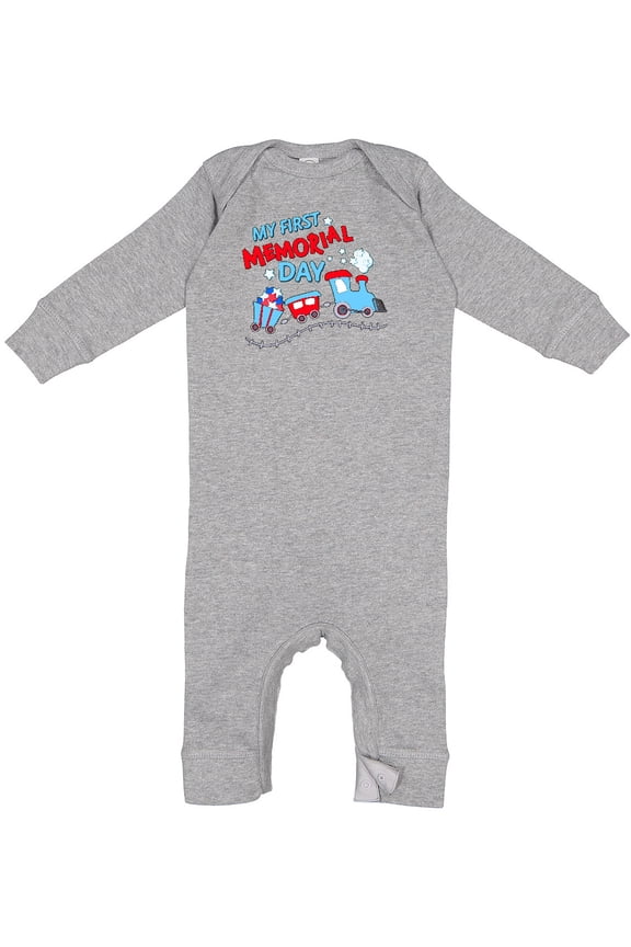 My First Memorial Day Train Baby Romper Coveralls