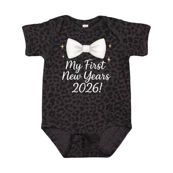 Inktastic My First New Year's 2026 Bow Tie Boys or Girls Baby Bodysuit