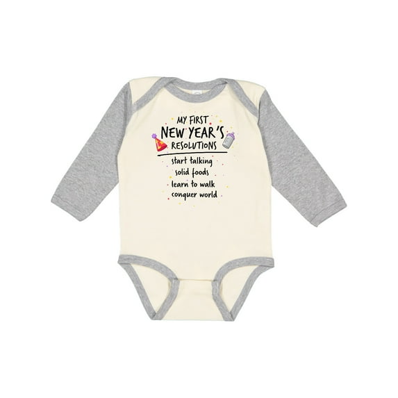 Inktastic My First New Year's Resolutions Boys or Girls Long Sleeve Baby Bodysuit