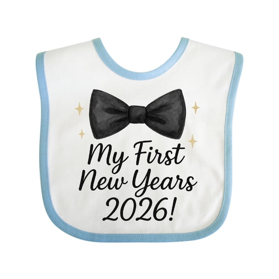 Inktastic My First New Years 2026 Bow Tie Boys or Girls Baby Bib