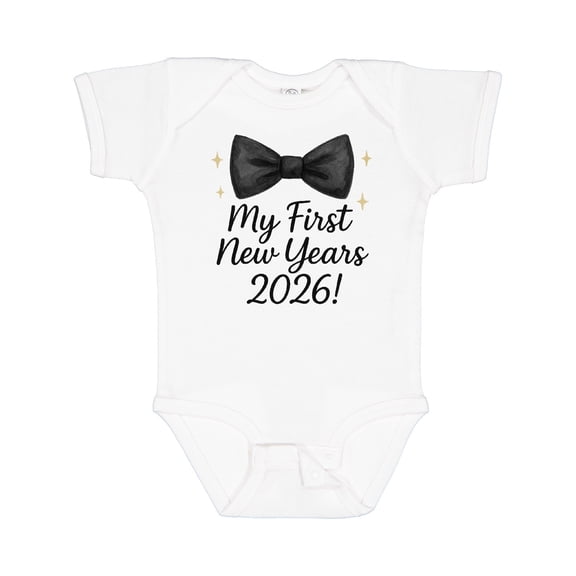 Inktastic My First New Years 2026 Bow Tie Boys or Girls Baby Bodysuit