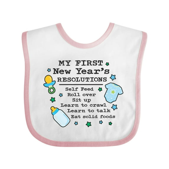 Inktastic My First New Years Resolutions with Baby Clip Art and Stars Boys Baby Bib