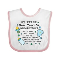 Inktastic My First New Years Resolutions with Baby Clip Art and Stars Boys Baby Bib