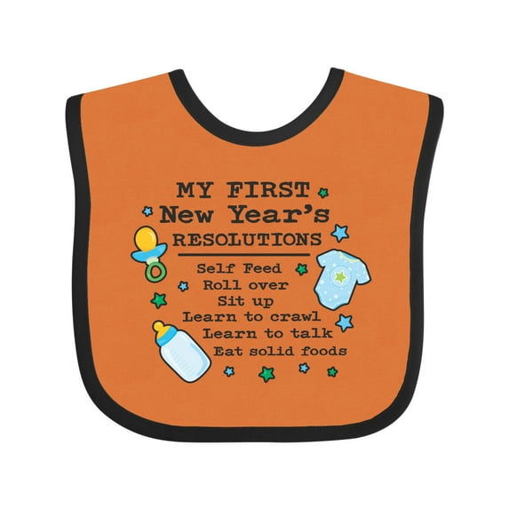 Inktastic My First New Years Resolutions with Baby Clip Art and Stars Boys Baby Bib