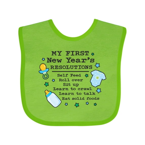 Inktastic My First New Years Resolutions with Baby Clip Art and Stars Boys Baby Bib