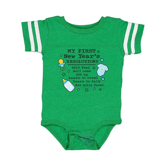 Inktastic My First New Years Resolutions with Baby Clip Art and Stars Boys Baby Bodysuit